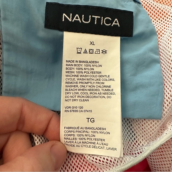 Nautica Color Block Drawstring Prep Swim Trunks Shorts - Picture 2 of 4